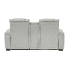 Reny Manual Reclining Loveseat w Center Console | LED Base | Light Gray