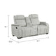 Reny Manual Reclining Loveseat w Center Console | LED Base | Light Gray