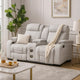 Reny Manual Reclining Loveseat w Center Console | LED Base | Light Gray