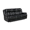 Hem Power Reclining Sofa w Drop Down Cupholders | Black Faux Leather