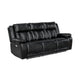 Hem Power Reclining Sofa w Drop Down Cupholders | Black Faux Leather