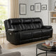 Hem Power Reclining Sofa w Drop Down Cupholders | Black Faux Leather