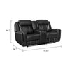 Lety Manual Reclining Loveseat w Center Console | Black Faux Leather