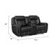 Lety Manual Reclining Loveseat w Center Console | Black Faux Leather