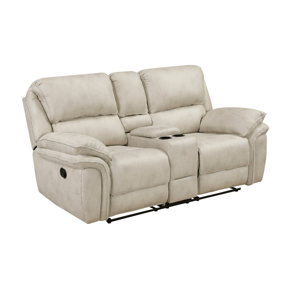 Tony Manual Reclining Loveseat w Center Console | USB Ports | Sand Brown