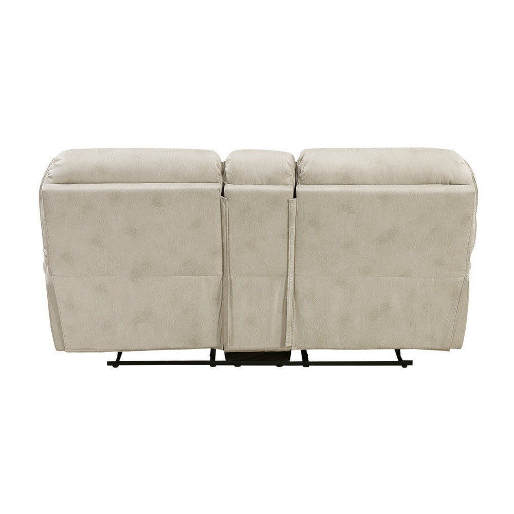 Tony Manual Reclining Loveseat w Center Console | USB Ports | Sand Brown