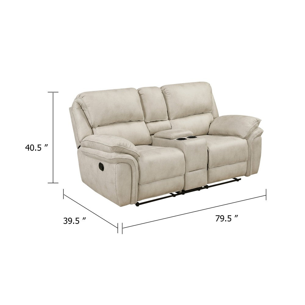 Tony Manual Reclining Loveseat w Center Console | USB Ports | Sand Brown
