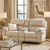 Tony Manual Reclining Loveseat w Center Console | USB Ports | Sand Brown