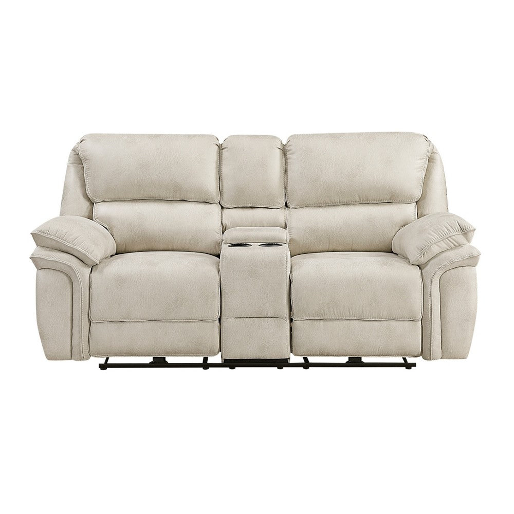 Tony Power Reclining Loveseat w Center Console | USB Ports | Sand Brown