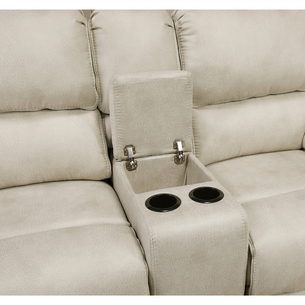Tony Power Reclining Loveseat w Center Console | USB Ports | Sand Brown