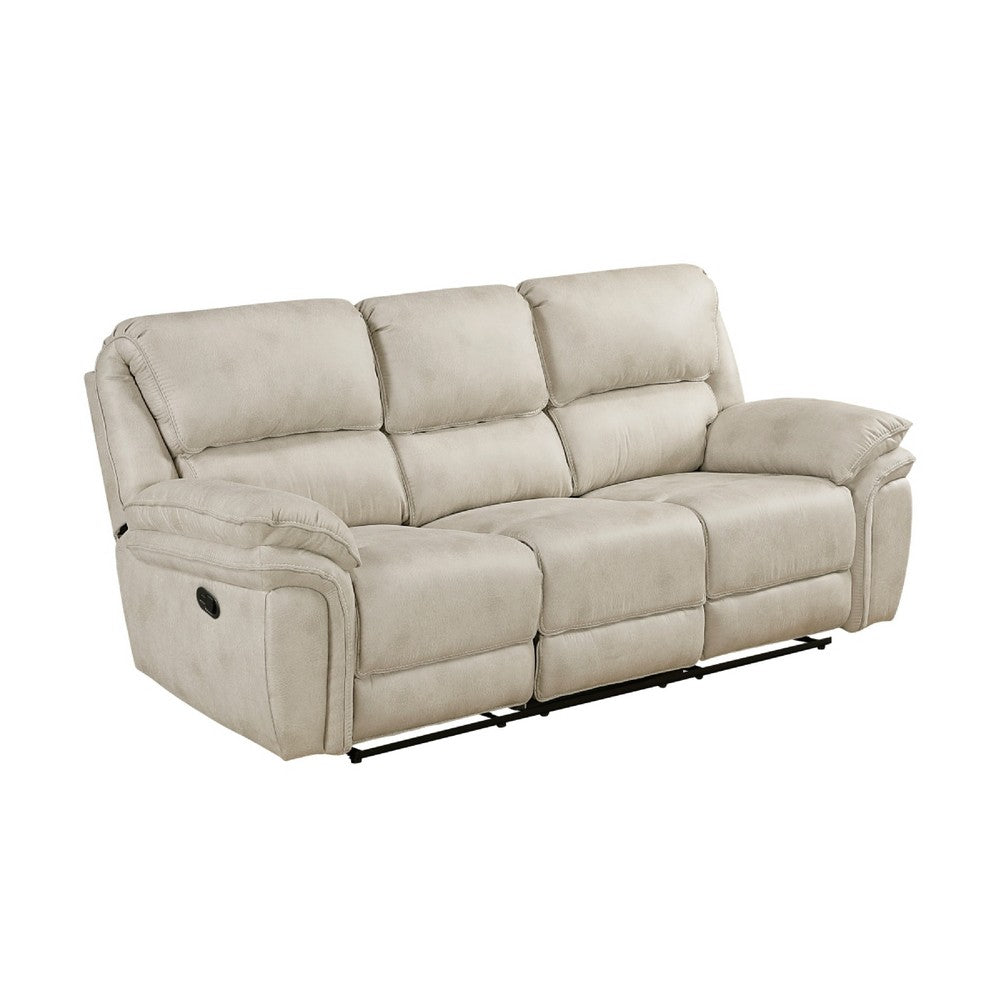 Tony Manual Reclining Sofa | Plush Sand Brown Microfiber & Foam