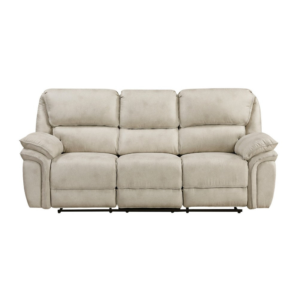 Tony Manual Reclining Sofa | Plush Sand Brown Microfiber & Foam