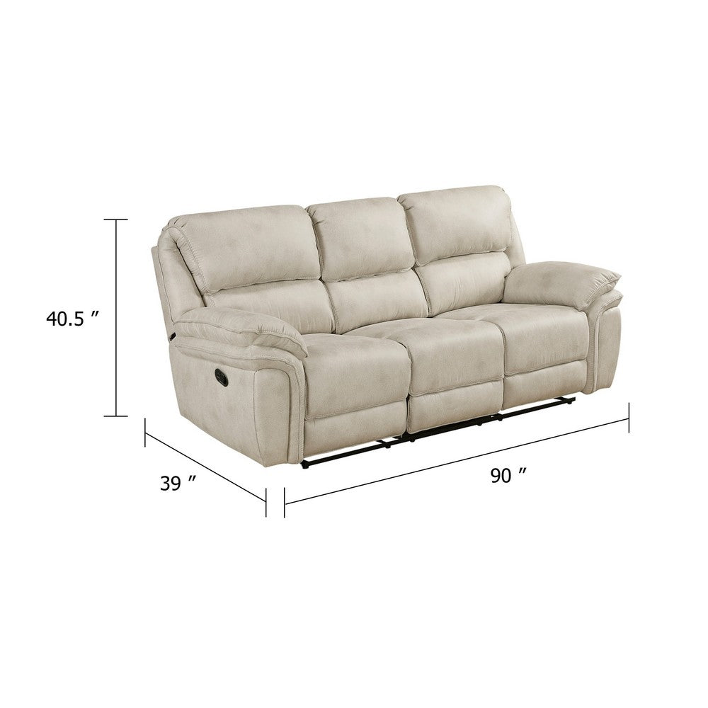 Tony Manual Reclining Sofa | Plush Sand Brown Microfiber & Foam