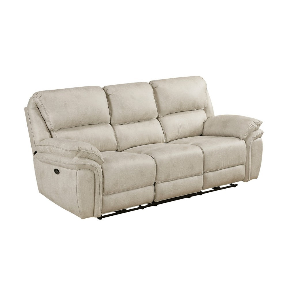 Tony Power Reclining Sofa w USB Ports | Sand Brown Microfiber & Foam