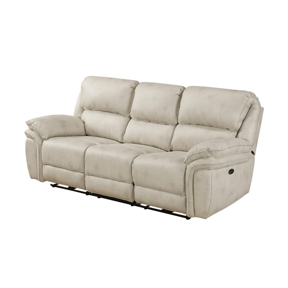 Tony Power Reclining Sofa w USB Ports | Sand Brown Microfiber & Foam