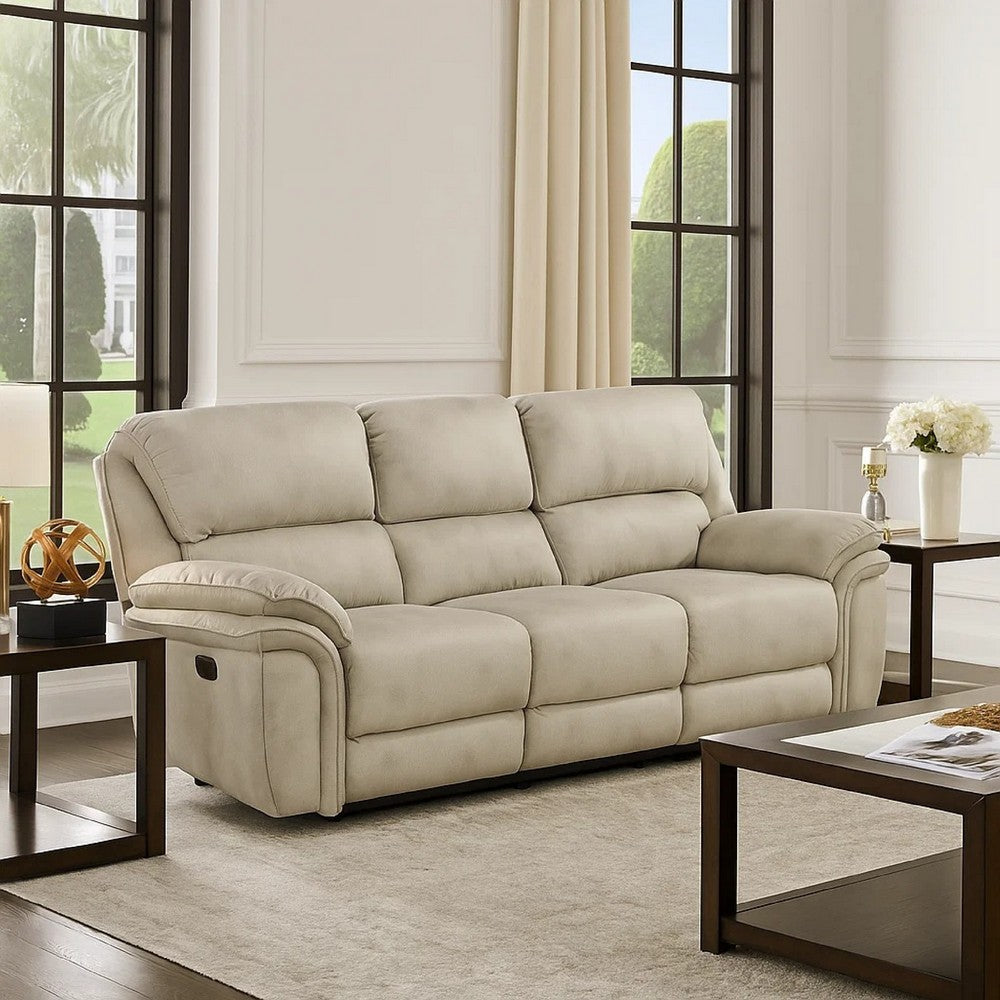 Tony Power Reclining Sofa w USB Ports | Sand Brown Microfiber & Foam