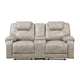 Lily Manual Reclining Loveseat w Center Console | Polished Pewter Gray