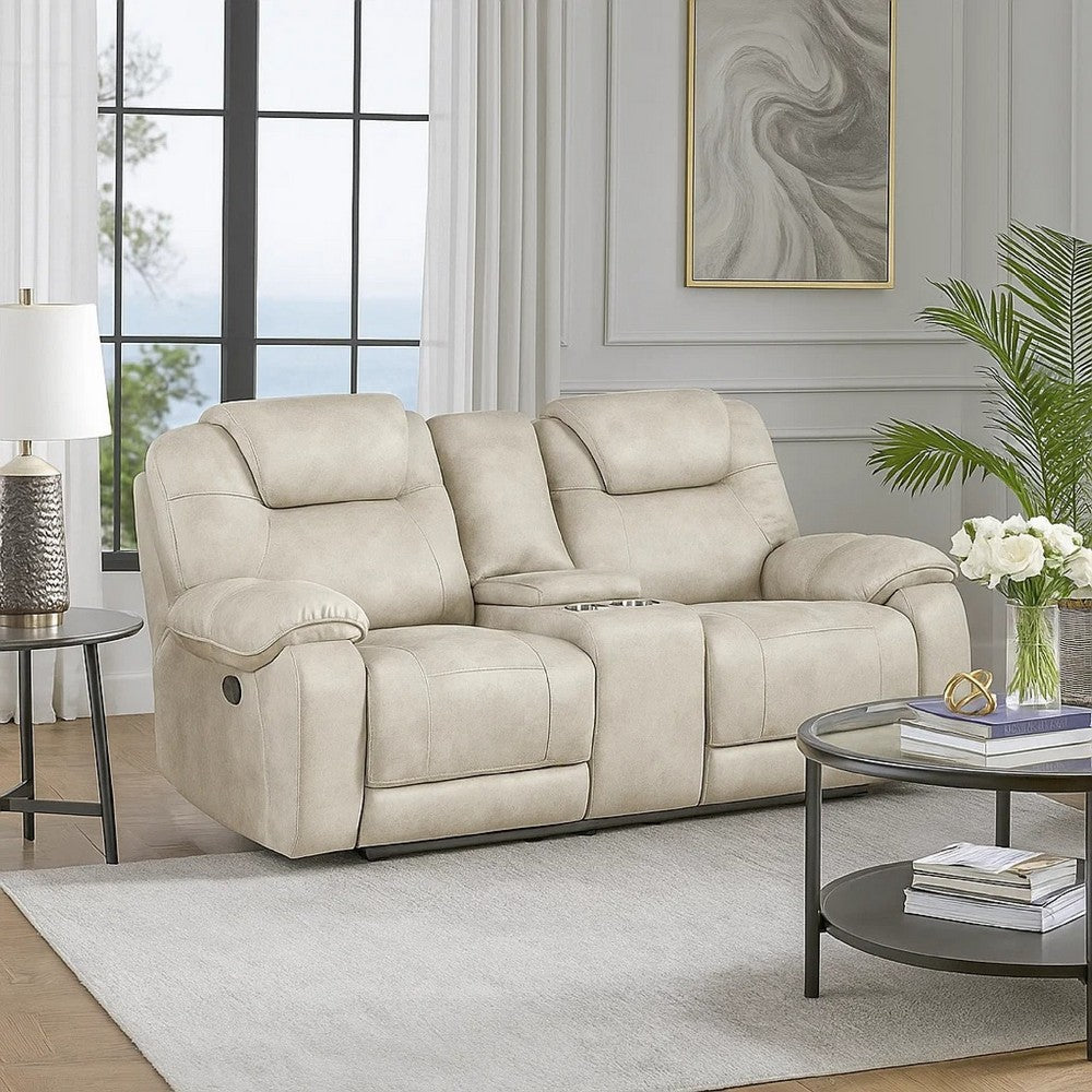 Lily Manual Reclining Loveseat w Center Console | Polished Pewter Gray