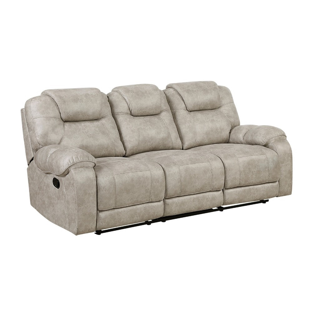 Lily Manual Reclining Sofa | Polished Pewter Gray Microfiber & Foam