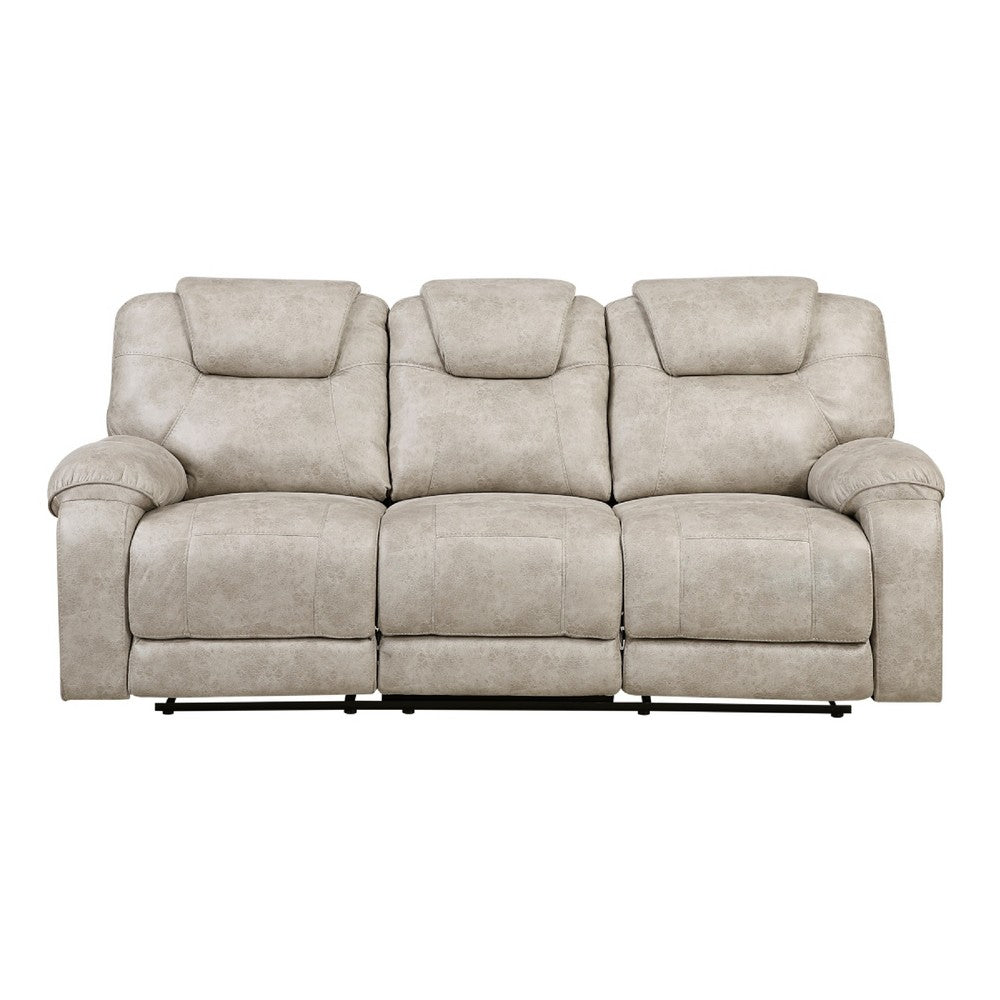 Lily Manual Reclining Sofa | Polished Pewter Gray Microfiber & Foam