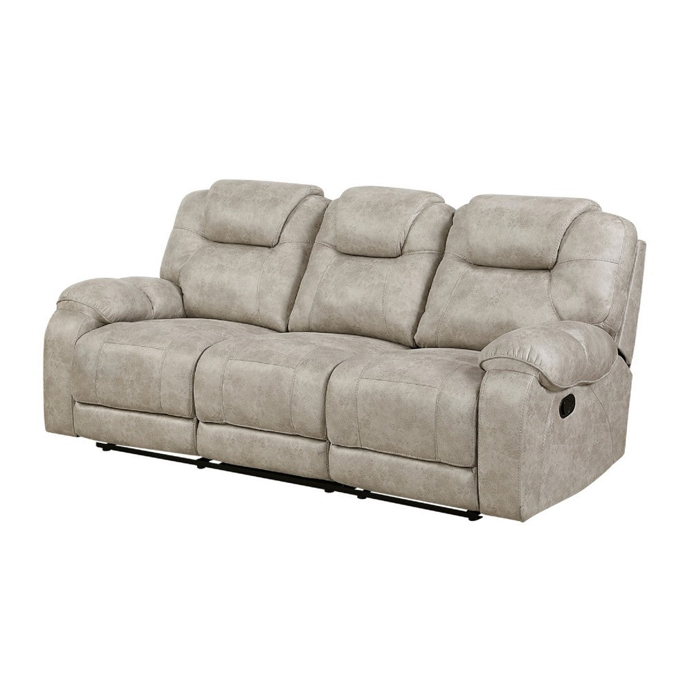 Lily Manual Reclining Sofa | Polished Pewter Gray Microfiber & Foam