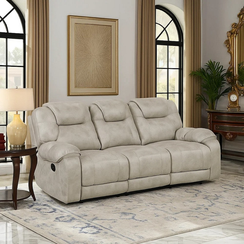 Lily Manual Reclining Sofa | Polished Pewter Gray Microfiber & Foam