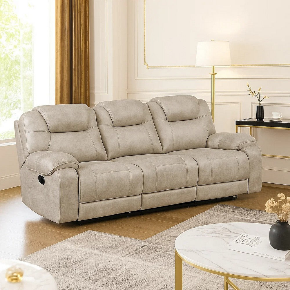 Lily Manual Reclining Sofa | Polished Pewter Gray Microfiber & Foam