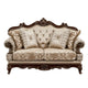 Hesar Loveseat | 4 Pillows | Vintage Style Chenille Tufted | Cherry Brown Wood