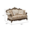 Hesar Loveseat | 4 Pillows | Vintage Style Chenille Tufted | Cherry Brown Wood