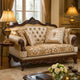 Hesar Loveseat | 4 Pillows | Vintage Style Chenille Tufted | Cherry Brown Wood