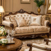 Hesar Loveseat | 4 Pillows | Vintage Style Chenille Tufted | Cherry Brown Wood
