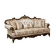 Hesar Sofa | 5 Pillows | Vintage Style Chenille Tufted | Cherry Brown Wood Frame