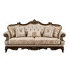 Hesar Sofa | 5 Pillows | Vintage Style Chenille Tufted | Cherry Brown Wood Frame