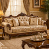 Hesar Sofa | 5 Pillows | Vintage Style Chenille Tufted | Cherry Brown Wood Frame