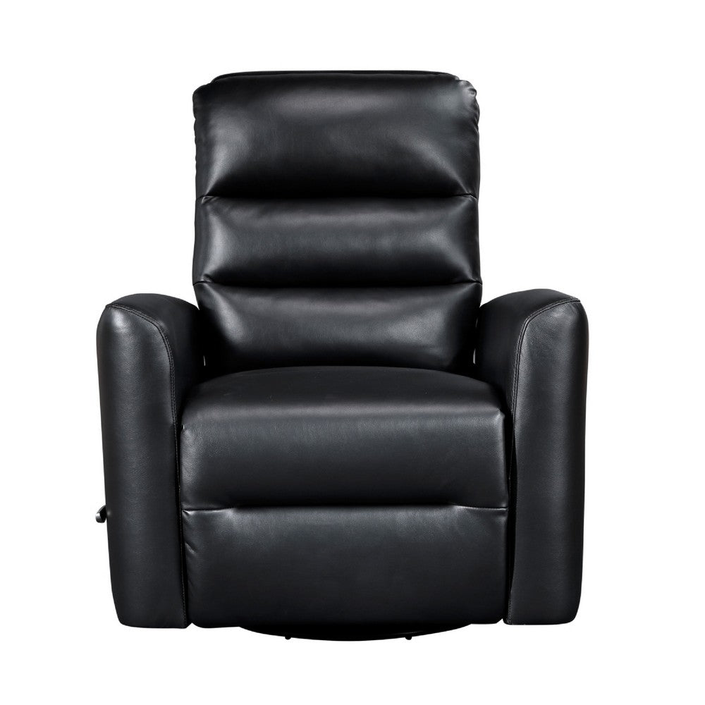 Demy Swivel Glider Manual Reclining Chair | Black Faux Leather Cushions