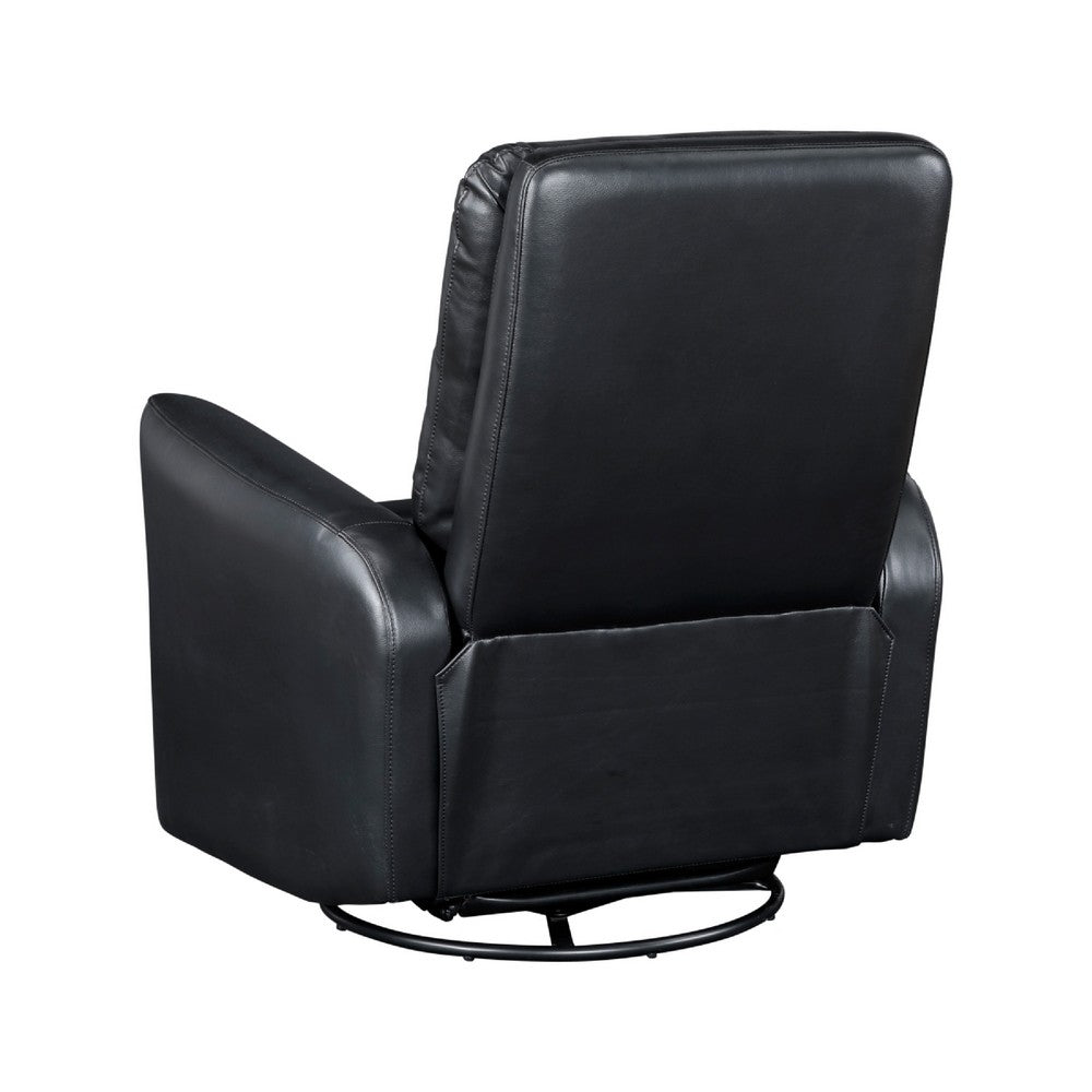 Demy Swivel Glider Manual Reclining Chair | Black Faux Leather Cushions