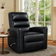 Demy Swivel Glider Manual Reclining Chair | Black Faux Leather Cushions