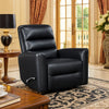 Demy Swivel Glider Manual Reclining Chair | Black Faux Leather Cushions