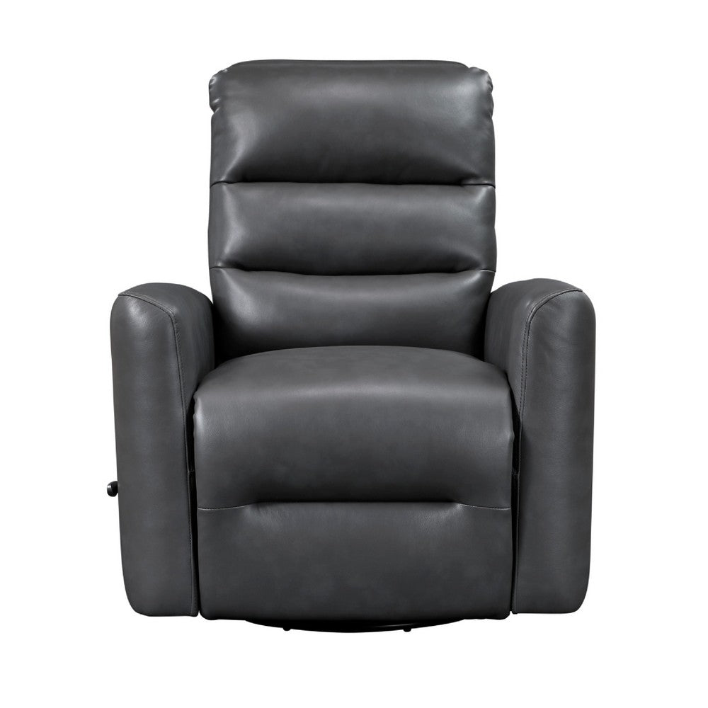 Demy Swivel Glider Manual Reclining Chair | Gray Faux Leather Cushions