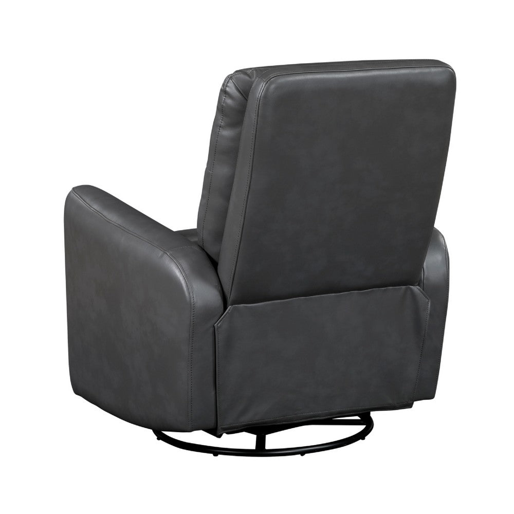Demy Swivel Glider Manual Reclining Chair | Gray Faux Leather Cushions