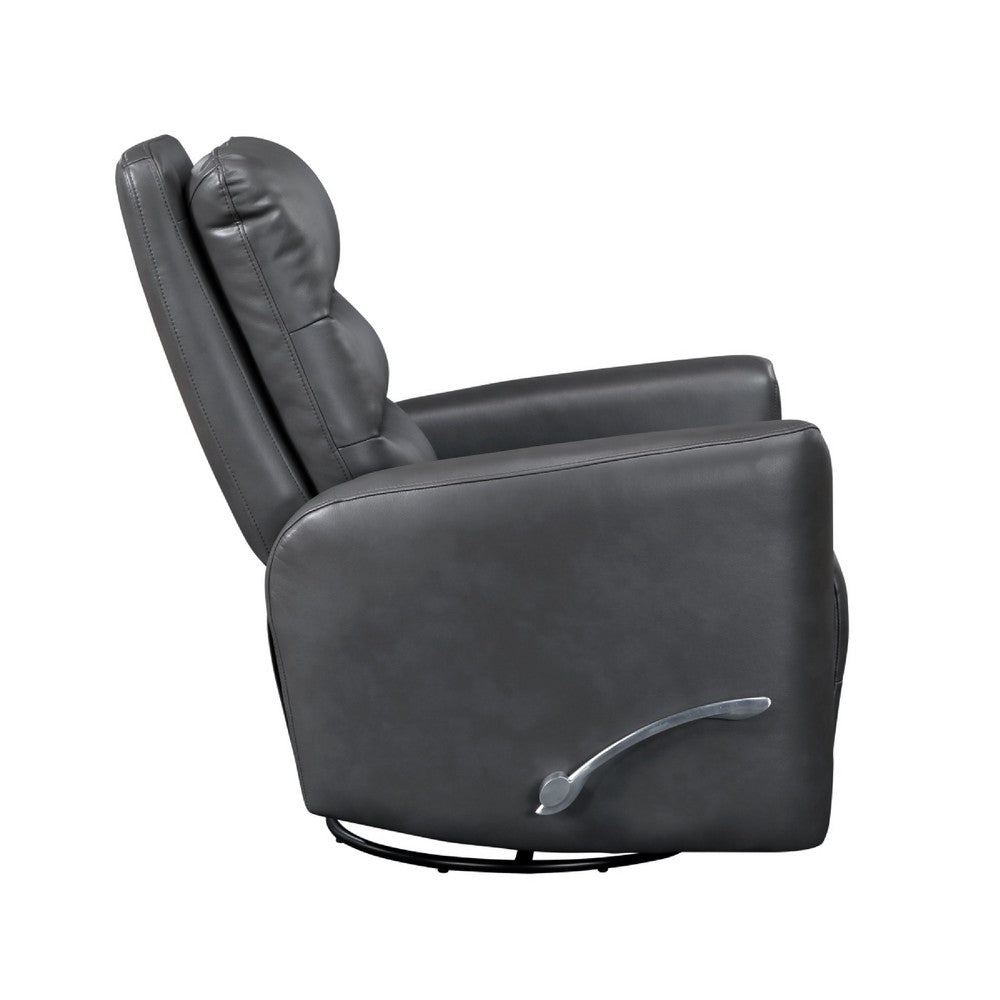 Demy Swivel Glider Manual Reclining Chair | Gray Faux Leather Cushions
