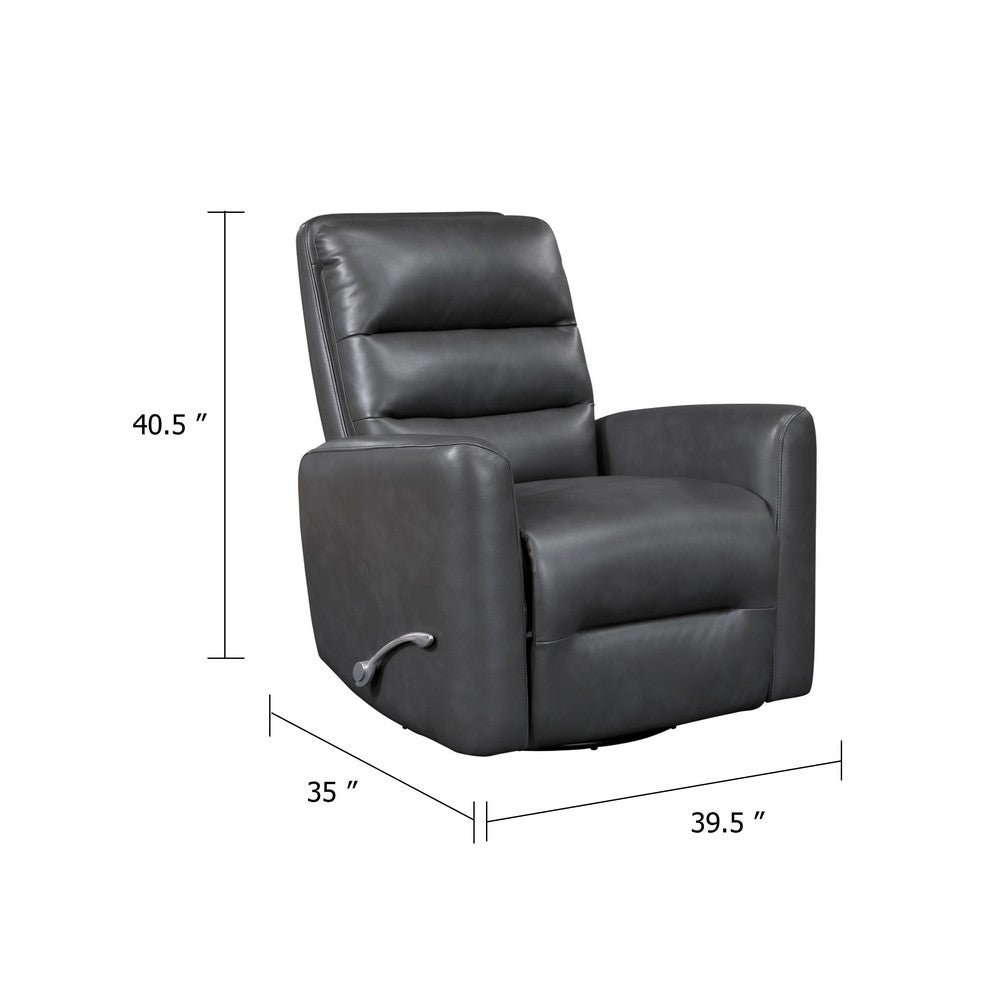 Demy Swivel Glider Manual Reclining Chair | Gray Faux Leather Cushions