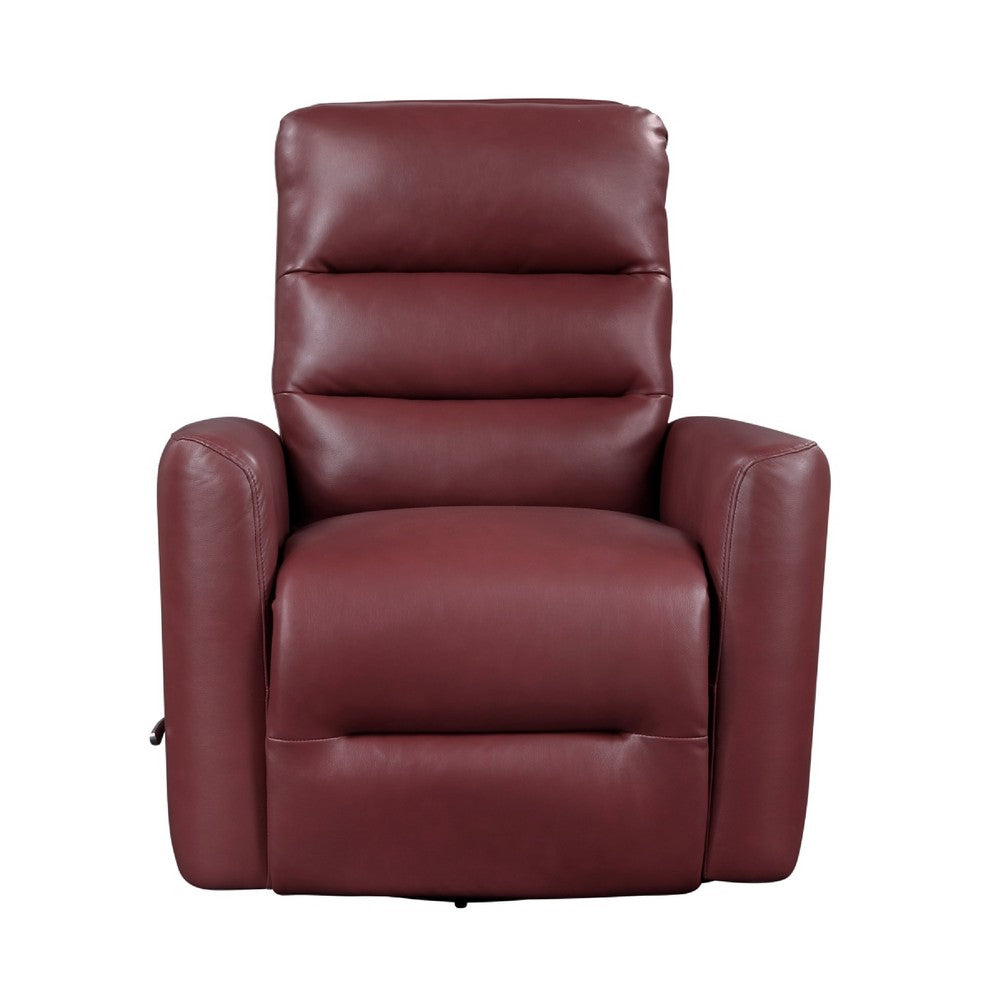 Demy Swivel Glider Manual Reclining Chair | Red Faux Leather Cushions