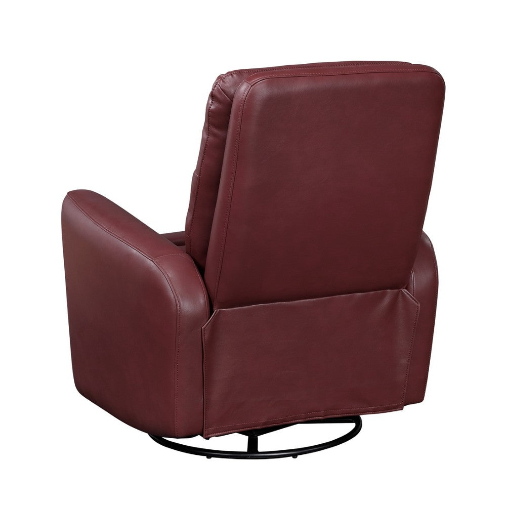 Demy Swivel Glider Manual Reclining Chair | Red Faux Leather Cushions
