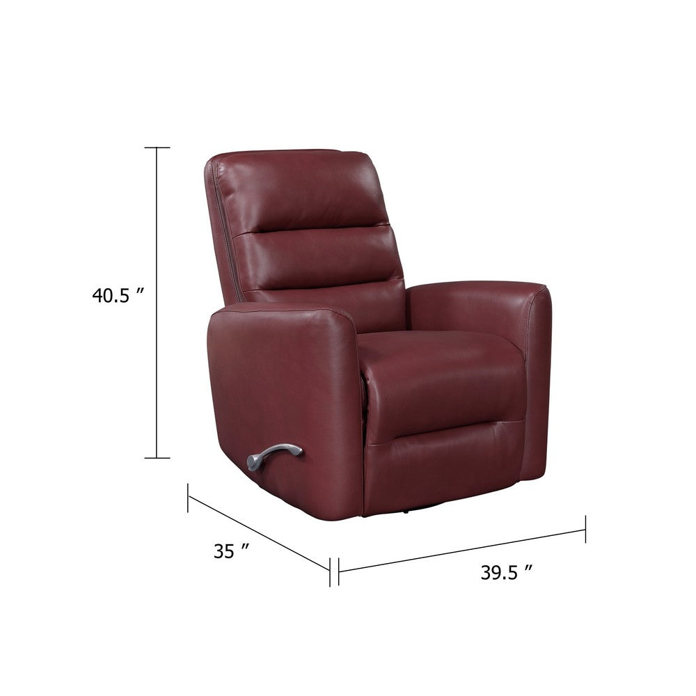 Demy Swivel Glider Manual Reclining Chair | Red Faux Leather Cushions