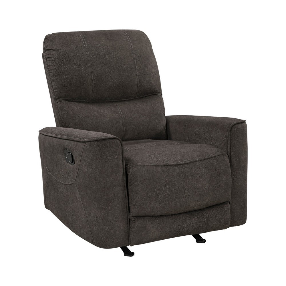 Ray Rocker Manual Reclining Chair | Chocolate Brown Polished Microfiber