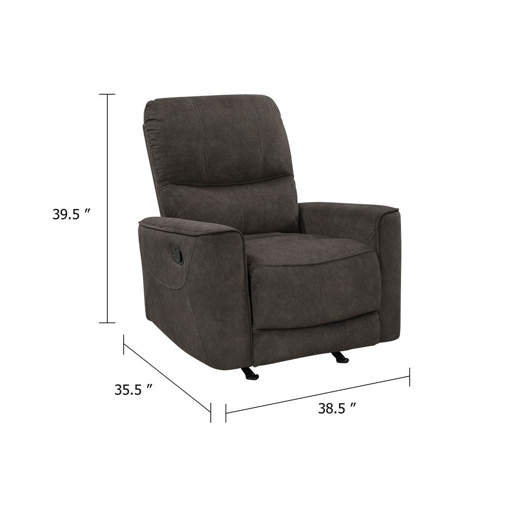 Ray Rocker Manual Reclining Chair | Chocolate Brown Polished Microfiber
