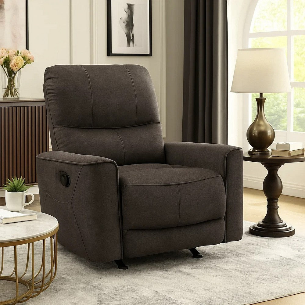 Ray Rocker Manual Reclining Chair | Chocolate Brown Polished Microfiber