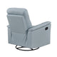Rem Swivel Glider Manual Reclining Chair | Light Blue Top Grain Leather