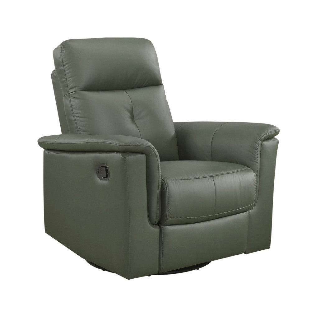 Rem Swivel Glider Manual Reclining Chair | Green Top Grain Leather